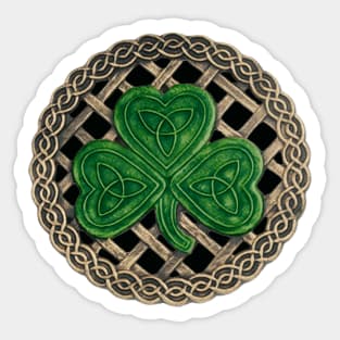 Celtic Knot Shamrock Black Background Sticker